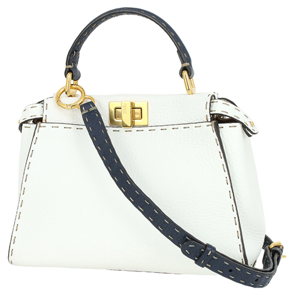 Fendi Peekaboo Iconic Selleria Handbag Shoulder Bag White